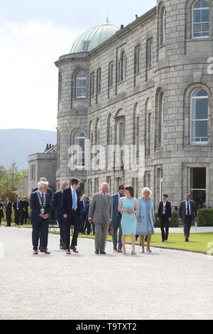 The Prince of Wales and the Duchess of Cornwall during a visit to Powerscourt House and Gardens in Enniskerry, Co Wicklow, on the first day of their visit to Ireland. Stock Photo