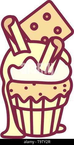 vector cute cupcake sweets, flat clip art Stock Vector