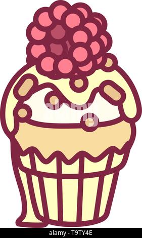 vector cute cupcake sweets, flat clip art Stock Vector