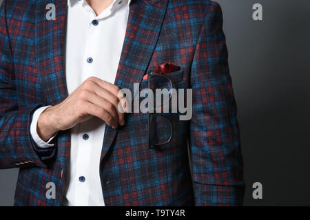 Fashionable young man in formal clothes, closeup Stock Photo