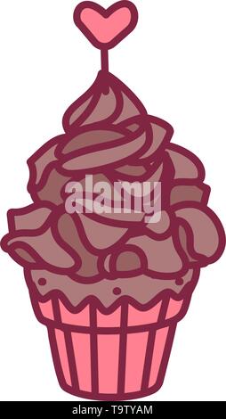 vector cute cupcake sweets, flat clip art Stock Vector