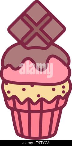 vector cute cupcake sweets, flat clip art Stock Vector