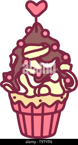 vector cute cupcake sweets, flat clip art Stock Vector
