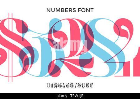 Font of numbers in classical french didot Stock Vector