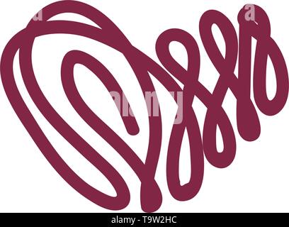 vector scribble line heart hand drawn art Stock Vector