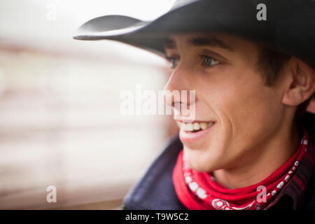 Portrait of young adult cowboy. Stock Photo