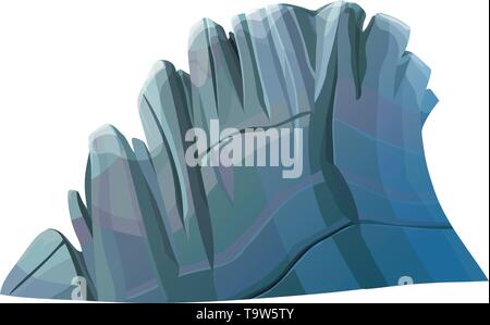 vector big cartoon rocky cliff, rock stone solated on white Stock Vector