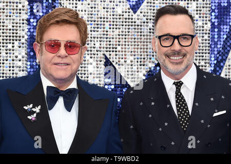 London, UK. 20th May, 2019. LONDON, UK. May 20, 2019: Elton John and David Furnish arriving for the 'Rocketman' UK premiere in Leicester Square, London. Picture: Steve Vas/Featureflash Credit: Paul Smith/Alamy Live News Stock Photo