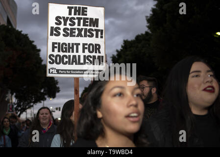 Los Angeles, CA, USA. 8th Mar, 2019. An activist seen holding a placard saying the system is sexist, fight for socialism during the International Women's Strike in Los Angeles.The rally coincided with International Women's Day which was first recognized by the United Nations in 1975. Credit: Ronen Tivony/SOPA Images/ZUMA Wire/Alamy Live News Stock Photo