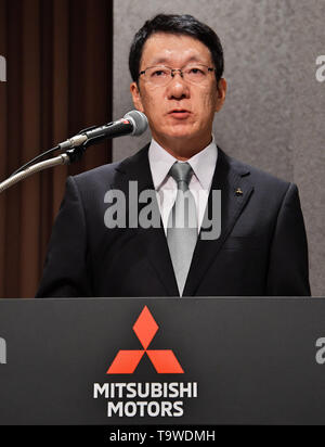 Mitsubishi Motors New CEO Takao Kato speaks during a press conference in Tokyo, Japan, 20 May 2019. Credit: AFLO/Alamy Live News Stock Photo