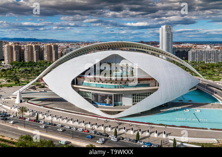 Palau de les arts Reina Sofia opera house, City of Arts and Sciences or Ciudad de las Artes y las Ciencias, Valencia, Comunidad Valenciana, Spain Stock Photo