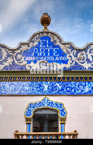 Facade of El Arte old ceramic factory, Valencia, Comunidad Valenciana, Spain Stock Photo
