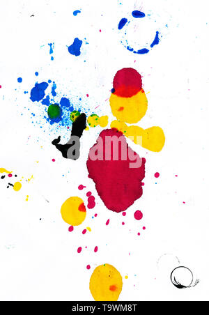 Colorful abstraction from printer inks on the white paper Stock Photo