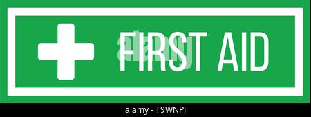 Green First Aid sign in square. flat vector icon for apps, website, labels, signs, stickers. Vector illustration isolated on white Stock Vector