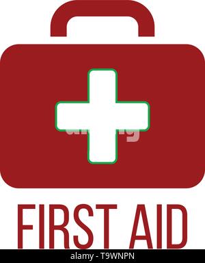 First aid kit icon. Medical box with cross. Medical equipment for emergency. Healthcare concept. Vector illustration isolated on white Stock Vector