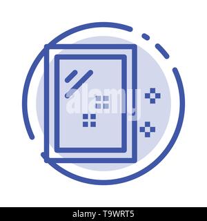 Door, Mirror, Cleaning, Wash Blue Dotted Line Line Icon Stock Vector