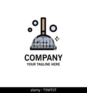 Cleaning, Improvement, Plunger Business Logo Template. Flat Color Stock Vector