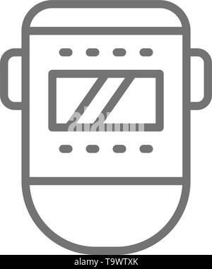 Welder mask, face protection line icon. Stock Vector