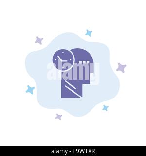 Time, Mind, Thoughts, Head Blue Icon on Abstract Cloud Background Stock Vector