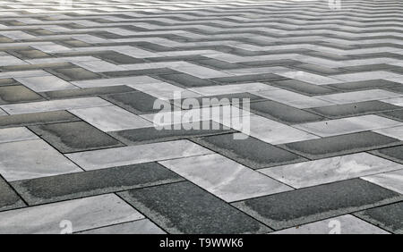 Black and White Zig Zag Pattern in Paving Stones Stock Photo