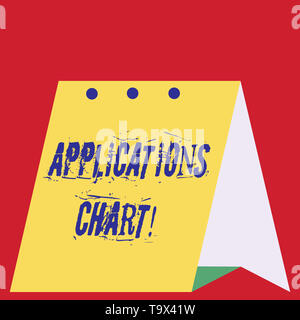 Writing note showing Applications Chart. Business concept for graph used to study how a process changes over time Modern fresh design of calendar usin Stock Photo