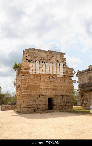 Chichen Itza mayan ruins - La Iglesia or The church, a small temple with intricate carvings, Chichen Itza, Yucatan, Mexico Latin America Stock Photo