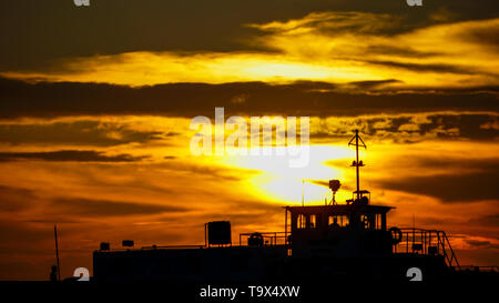 Beautiful Sunset in The Padma River Paturia Manikganj Stock Photo