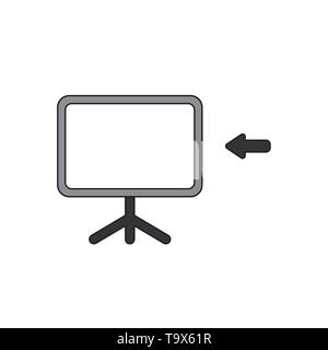 Vector icon concept of blank presentation chart with arrow. Black outlines and colored. Stock Vector