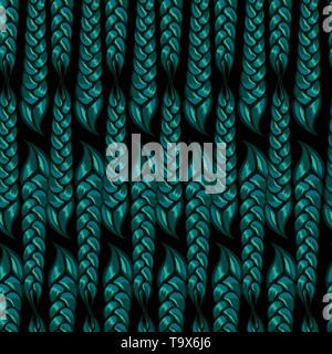 seamless pattern of braided braids of green color. Vector illustration Stock Vector