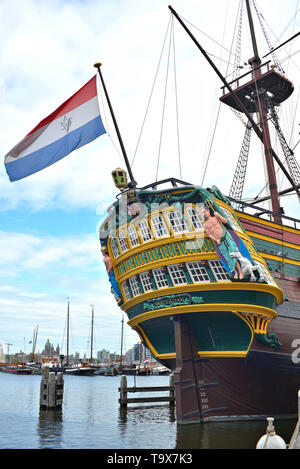 Replica of the Dutch East India Company ship 'Amsterdam' at Het Scheepvaartmuseum, National Maritime Museum, Amsterdam, Netherlands Stock Photo