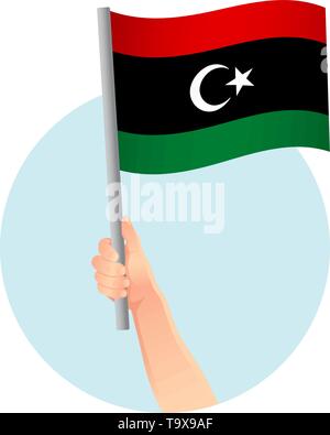 libya flag in hand. Patriotic background. National flag of libya vector illustration Stock Vector