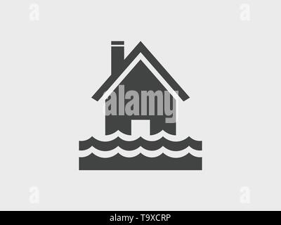 House water flood, icon vector Stock Vector