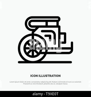 Chariot, Horses, Old, Prince, Greece Line Icon Vector Stock Vector