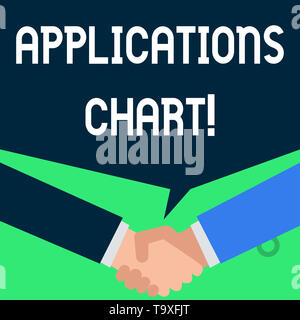 Writing note showing Applications Chart. Business concept for graph used to study how a process changes over time People have conversation greet each  Stock Photo