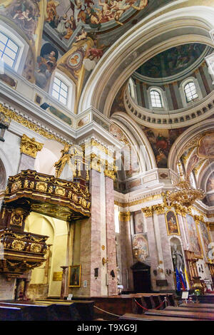 Ljubljana, Slovenia - October 26, 2018: Interior of St. Nicholas Cathedral or Ljubljana Cathedral Stock Photo