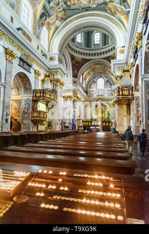 Ljubljana, Slovenia - October 26, 2018: Interior of St. Nicholas Cathedral or Ljubljana Cathedral Stock Photo