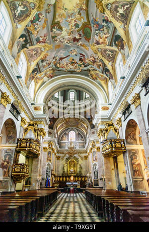 Ljubljana, Slovenia - October 26, 2018: Interior of St. Nicholas Cathedral or Ljubljana Cathedral Stock Photo