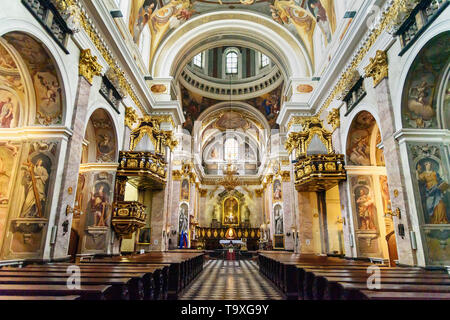 Ljubljana, Slovenia - October 26, 2018: Interior of St. Nicholas Cathedral or Ljubljana Cathedral Stock Photo