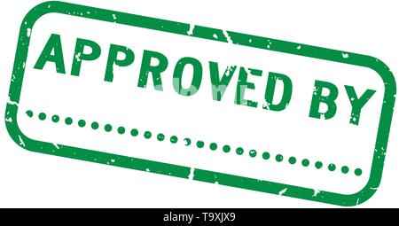 Grunge green approved by word with blank dot for signature square rubber seal stamp on white background Stock Vector