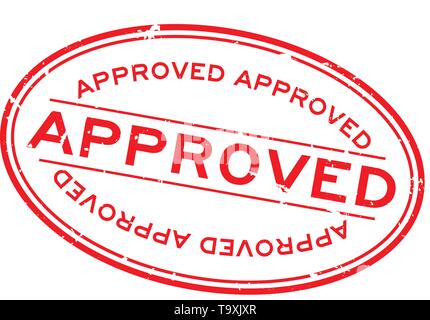 Grunge red approved word oval rubber seal stamp on white background Stock Vector