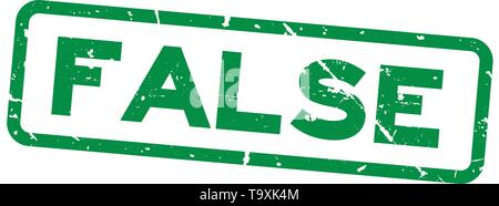 Grunge green false wording square rubber seal stamp on white background Stock Vector