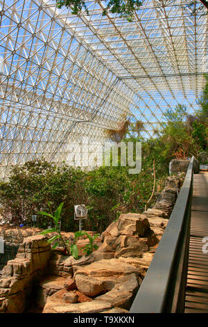 Inside the Rainforest and Ocean area at Bisosphere 2, the American Earth system science research facility located in Oracle, AZ Stock Photo