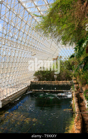 Inside the Rainforest and Ocean area at Bisosphere 2, the American Earth system science research facility located in Oracle, AZ Stock Photo