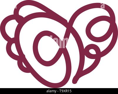 vector scribble line heart hand drawn art Stock Vector