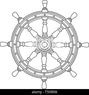 Pirate at the Helm Coloring Page Illustration Stock Vector Image & Art ...