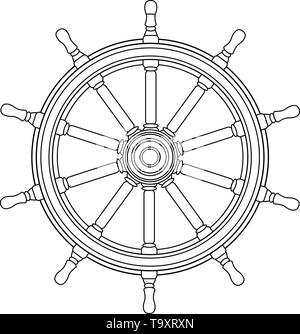 Pirate at the Helm Isolated Coloring Page for Kids Stock Vector Image ...
