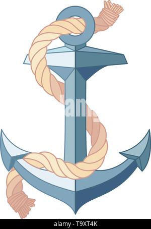 vector flat outline sea icon vintage Anchor Stock Vector