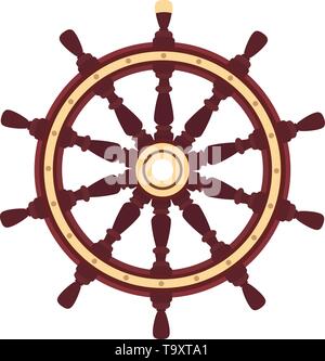 vector flat boat handwheel, ship wheel helm. Sea, ocean symbol Stock Vector