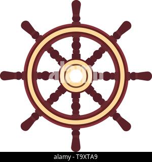 vector flat boat handwheel, ship wheel helm. Sea, ocean symbol Stock Vector