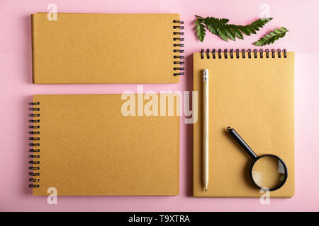 Set of items for branding on color background Stock Photo